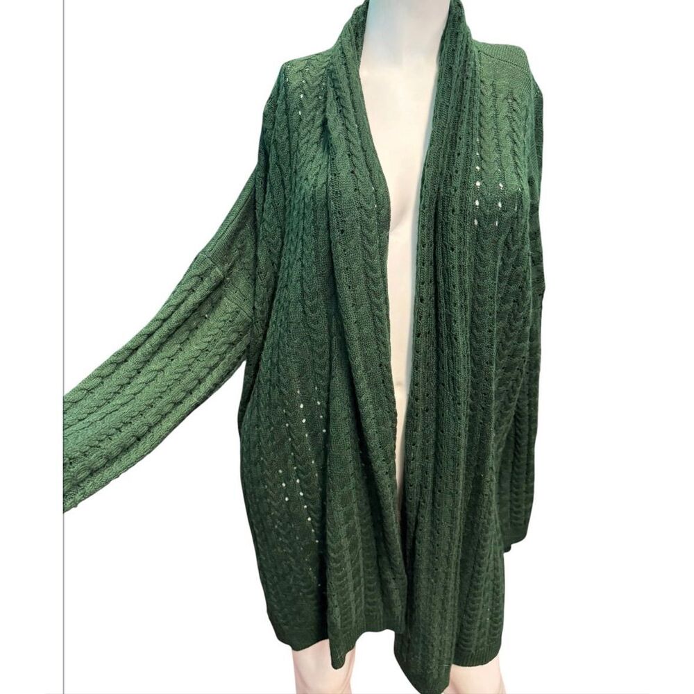 Max Studio Green Open Cardigan Women’s Size 3X NEW WITH TAGS - Picture 2 of 11
